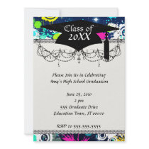 urban city graffiti paint splatter graduation custom announcements