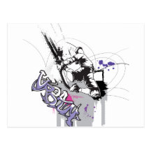 urban sk8er graffiti design postcard