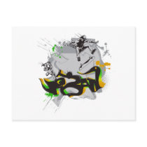 urban skateboard graffiti post card