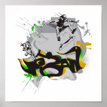 urban skateboard graffiti print