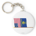 US 33-star Ft Sumter garrison flag on pole, Oregon Keychains