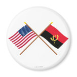 US and Angola Crossed Flags Refrigerator Magnet