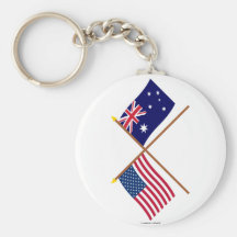 US and Australia Crossed Flags Key Chain