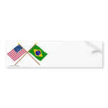 US and Brazil Crossed Flags bumper stickers