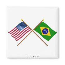 US and Brazil Crossed Flags