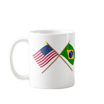 US and Brazil Crossed Flags Coffee Mugs