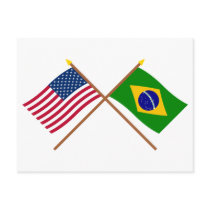 US and Brazil Crossed Flags