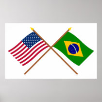 US and Brazil Crossed Flags