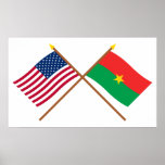US and Burkina Faso Crossed Flags posters