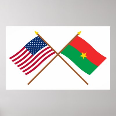 US and Burkina Faso Crossed Flags Poster by Vexillophile