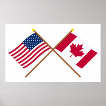 US and Canada Crossed Flags
