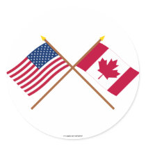US and Canada Crossed Flags