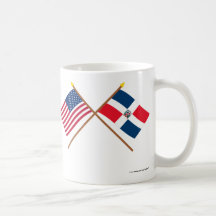 US and Dominican Republic Crossed Flags Coffee Mugs