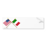 US and Italy Crossed Flags bumper stickers