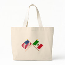 US and Mexico Crossed Flags Canvas Bag