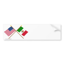 US and Mexico Crossed Flags