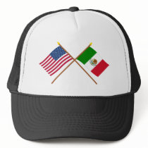 US and Mexico Crossed Flags