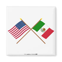 US and Mexico Crossed Flags