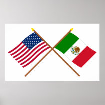 US and Mexico Crossed Flags