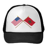 US and Morocco Crossed Flags Mesh Hat