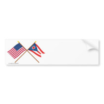 US and Ohio Crossed Flags Bumper Sticker
