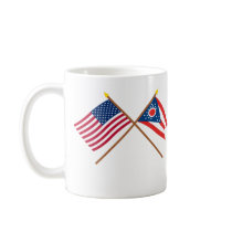 US and Ohio Crossed Flags Coffee Mugs