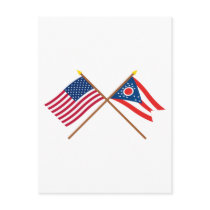 US and Ohio Crossed Flags Postcard