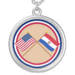US and Paraguay Crossed Flags necklaces