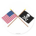 US and Pirate Crossed Flags stickers