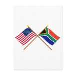 US and South Africa Crossed Flags postcards