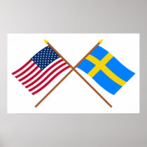 US and Sweden Crossed Flags