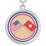US and Switzerland Crossed Flags necklaces