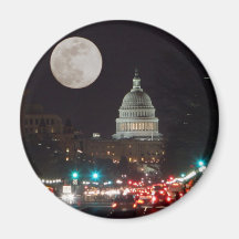 US Capitol Building at night with full moon Magnet