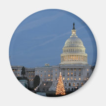 US Capitol celebrating Christmas photo Fridge Magnets