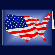 US Flag in shape of lower 48 cards