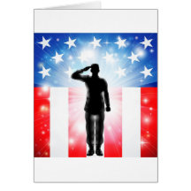 US flag military armed forces soldier silhouette Card