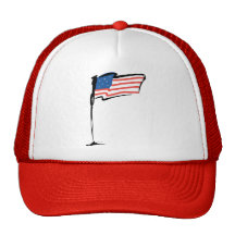 US Flag on Pole Trucker Hats