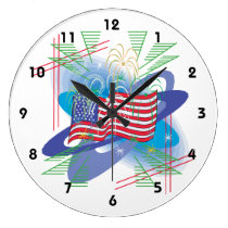 US Flag with Fireworks wall clocks