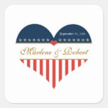 US Heart Flag Military Wedding Custom Stickers