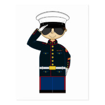 US Marine Corp NCO Saluting Postcard