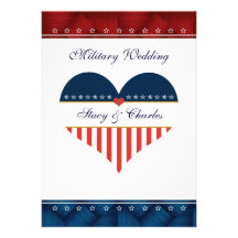 US Patriotic Heart Personalised Wedding Invitation