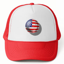 US Soccer team fans stars and stripes flag ball Trucker Hat