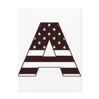 US stars stripes Letter A Postcard