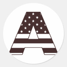 US stars stripes Letter A Round Sticker