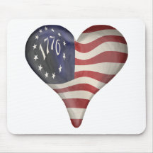 USA 1776 Flag In A Heart Mousepads