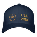 USA 2010 gold embroidered soccer ball cap embroidered hats