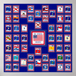USA 50 STATE FLAGS BLUE/555 posters