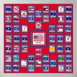 USA 50 STATE FLAGS RED/557 posters