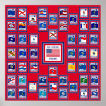 USA 50 STATE FLAGS RED/557 POSTERS
