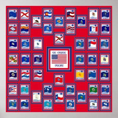 USA 50 STATE FLAGS RED/557 POSTERS by JOSEPHINEB3